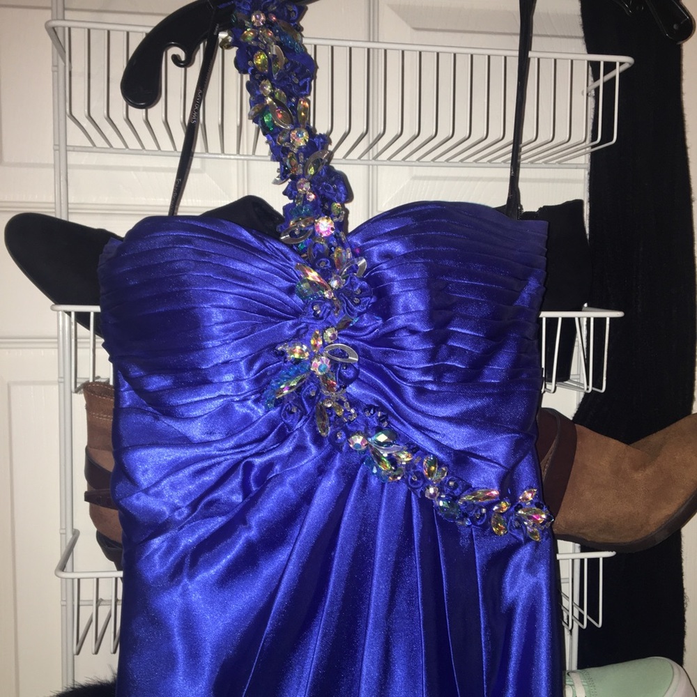 RoyalBlue Formal Dress Rhinestone Crossbody Strap